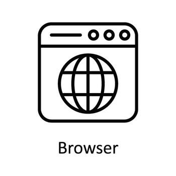 Browser Vector  outline Icon Design illustration. Online streaming Symbol on White background EPS 10 File