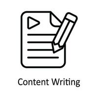 Content Writing Vector  outline Icon Design illustration. Online streaming Symbol on White background EPS 10 File