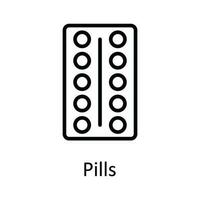 pastillas vector contorno icono diseño ilustración. médico y salud símbolo en blanco antecedentes eps 10 archivo