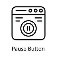 Pause Button Vector  outline Icon Design illustration. Online streaming Symbol on White background EPS 10 File