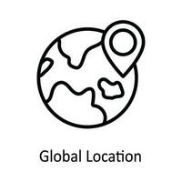 global ubicación vector contorno icono diseño ilustración. usuario interfaz símbolo en blanco antecedentes eps 10 archivo
