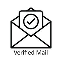 Verified Mail Vector  outline Icon Design illustration. User interface Symbol on White background EPS 10 File