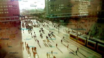 Computer surveillance monitoring system collecting personal data of people walking on crowded city street video