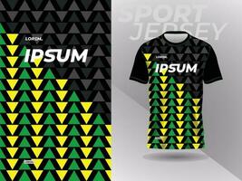 green yellow shirt sport jersey mockup template design for soccer, football, racing, gaming, motocross, cycling, and running vector