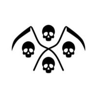 skull with scythe symbol vector illustration. reaper icon