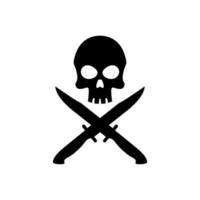 skull with dagger or knife black symbol. silhouette skull logo vector