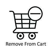 Remove From Cart Vector  outline Icon Design illustration. User interface Symbol on White background EPS 10 File