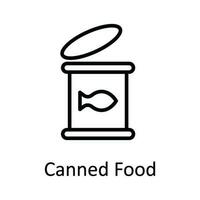 Enlatado comida vector contorno icono diseño ilustración. comida y bebidas símbolo en blanco antecedentes eps 10 archivo