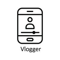vlogger vector contorno icono diseño ilustración. en línea transmisión símbolo en blanco antecedentes eps 10 archivo