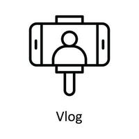 Vlog Vector  outline Icon Design illustration. Online streaming Symbol on White background EPS 10 File