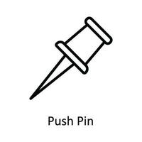 Push Pin Vector  outline Icon Design illustration. User interface Symbol on White background EPS 10 File