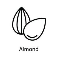 Almond Vector outline Icon Design illustration. Food and Drinks Symbol on White background EPS 10 File