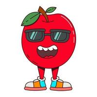 Vector retro cartoon fruit an apple character.