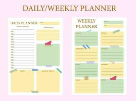 planners and to do list with home doodle decor illustrations. Template for agenda, schedule, planners, checklists, notebooks, cards and other stationery vector