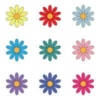 Set of colored petals flowers vector
