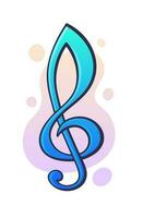 Vector illustration. Musical symbol treble clef. Graphic design with contour. Clip art print for packaging, signboard, showcase, greeting card. Isolated on white background