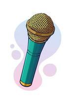 Vector illustration. Modern microphone for voice, music, sound, speak, radio recording. Pop, disco, jazz, blues, rock equipment. Clip art with contour for graphic design. Isolated on white background