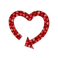 Red arrow create a heart shape. Vector illustration with heart ornaments.