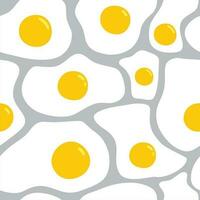 Morning breakfast seamless pattern with delicious fried eggs in cartoon style. Background with a lot of scrambled eggs. vector