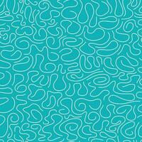 Circular shapes and waves seamless pattern. Brush drawn white curved lines on light blue background. vector