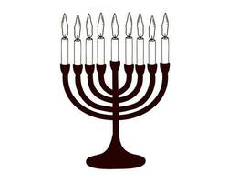 Candlestick with nine candles. Hanukkah menorah. vector
