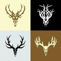 Deer head skull silhouette illustration vector collection set bundle clip art element, icon, symbol, wild, hunter, logo, t shirt design, sticker editable