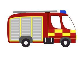 Vector cartoon fire engine. Isolated flat british vehicle on white background