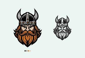 Viking warrior head face logo, line art tattoo style, symbol, icon vector