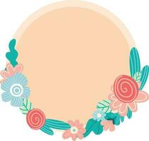 Rounde floral botanical frame. Floral wedding wreath vector