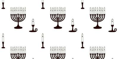 Seamless pattern with a candlestick with a candle and a Hanukkah menorah vector