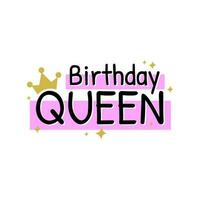 Birthday queen cute kids celebration icon label sign design vector