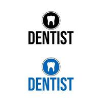 dentista diente especialista médico icono etiqueta texto diseño vector
