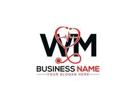 Modern Heart Wm Logo Letter, initial Wm mw Doctors Logo Icon Vector