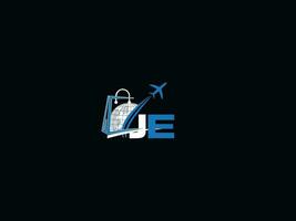 Minimalist Global Je Logo Icon, Alphabet JE Travel Logo Template vector