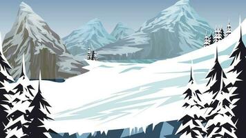 Snowy Mountain Landscape Background vector