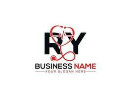 Monogram Diagnostic Ry Logo Icon, Minimalist RY Doctors Logo Letter Design vector