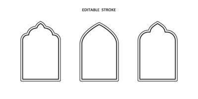 Islamic vector shape of a window or door arch. Arab frame set. Ramadan kareem editable outline icon