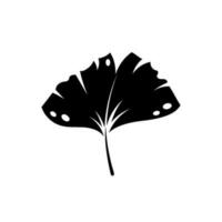 Beautiful flat ginkgo leaf silhouette. Jungle foliage illustration. Plant floral design vector