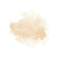 Peach watercolor splash on white background. Vector beige watercolour texture