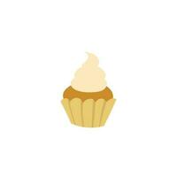 Cupcake simple flat ilustration. Sweet cake with cream. vector