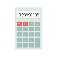 colegio afiliación, espalda a escuela, contando en el calculadora. el plano estilo calculadora es aislado en un blanco antecedentes. vector