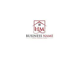 Initial House Hm Logo Letter, Unique Building HM Real Estate Logo Icon vector