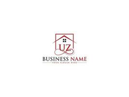 Monogram Real Estate Uz Logo Icon, Modern Building UZ House Alphabet Letter Logo vector