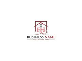 Monogram Building Fh Logo Icon, Initial Letters fh Real Estate Logo Vector