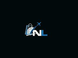 Initial Global Nl Logo Letter, Creative NL Travel Logo Icon Vector