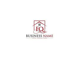 Monogram Building Fq Logo Icon, Initial Letters fq Real Estate Logo Vector