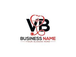 Monogram Heartbeat Vb Doctors Logo, Initial Vb bv Logo Letter For Hospital vector