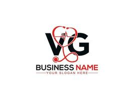Monogram Heartbeat Vg Doctors Logo, Initial VG gv Logo Letter For Hospital vector