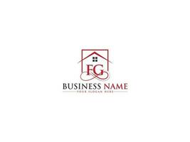 Monogram Buildign Fg Logo Icon, Initial Letters fg Real Estate Logo Vector