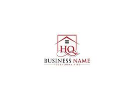 Initial House Hq Logo Letter, Unique Building HQ Real Estate Logo Icon vector